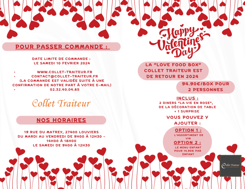 Carte Saint Valentin Collet Traiteur 2024