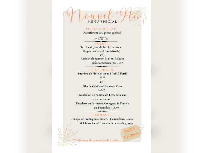 MENU DU 31 DECEMBRE